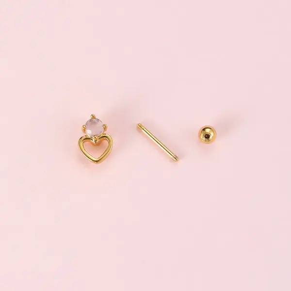 oly-9fe560de92c572314d12b8801b46d614 Wholesale 1 Piece 316L Stainless Steel Copper Zircon Ear Cartilage Rings & Studs Heart Shape Bow Knot Waterproof Non Tarnish Surgical Steel
