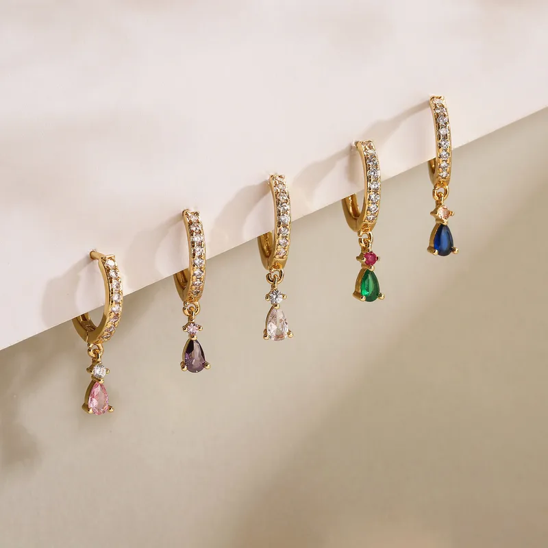 Wholesale 1 Pair Casual Elegant Vacation Water Droplets Plating Inlay Copper Zircon 18k Gold Plated Drop Earrings