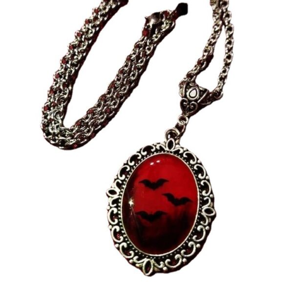 Wholesale Cross-border Hot Gothic Blood and Bat Dracula Inspired Resin Necklace Pendant Necklace Factory
