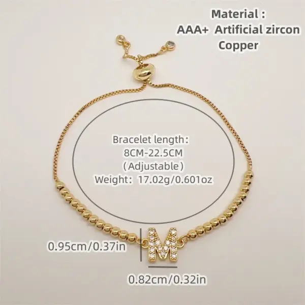 Wholesale Copper 18K Gold Plated Casual Simple Style Classic Style Plating Inlay Letter Zircon Bracelets
