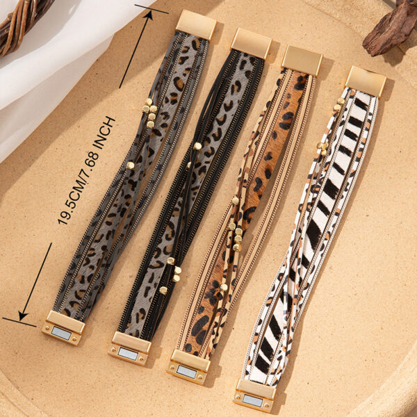 oly-9ff22318e5c2355b5c2ce33f412e4ec2 Wholesale Leopard print fur magnetic buckle bracelet