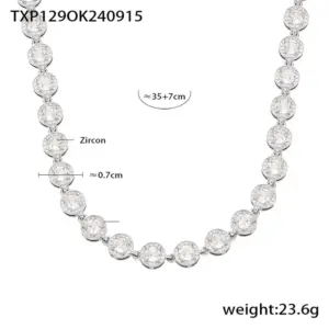 Txp129-Steel White Zircon Necklace