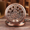 oly-9ff6808762731574a37d26d826916bc5 Wholesale Retro Flip Hollow Necklace cket Watch Red Bronze Hollow Gear Roman Face Men's and Women's Mechanical cket Watch
