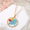 Wholesale Bohemian natural dried flower geometric polygon butterfly necklace epoxy pastoral style small floral pendant