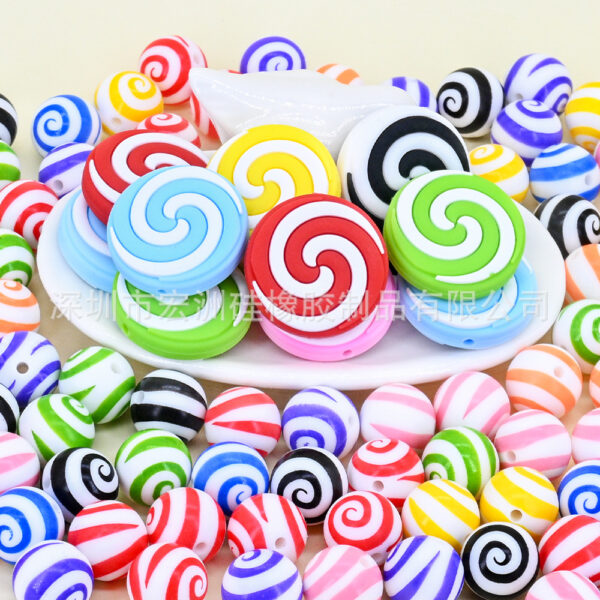 Wholesale [Hongzhou] Cyclone Lollipop Food Grade Silicone Beads Baby Teether DIY Jewelry Loose Beads In Stock