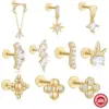 Wholesale 1 Piece 925 Sterling Silver Rhinestones Solid Color Ear Studs