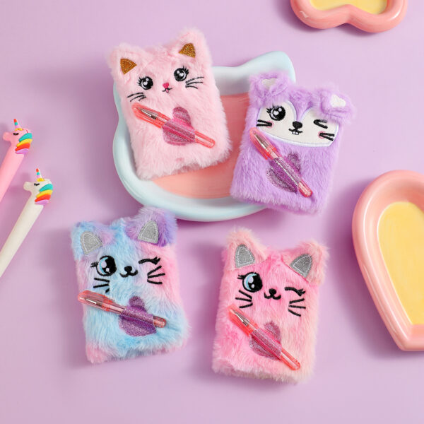 Wholesale Cartoon Animal Series Small Notebook Cute Plush with Pen