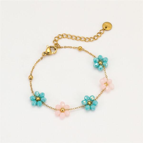 Wholesale Cross-border European and American New Bracelet Niche Colorful Flower Beaded Bracelet Women's Fashion Bracelet Light Luxury Elegant Jewelry