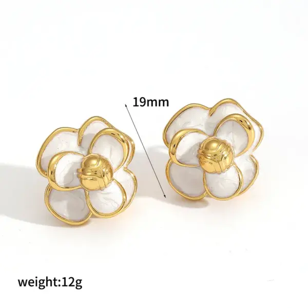 Wholesale PVD Coated Real Gold Plated 18K Gold Flower 304 Stainless Steel IG Style Retro Waterproof Non Tarnish Ear Studs