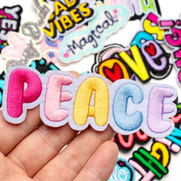 Wholesale Embroidered Cloth Sticker Retro English Graffiti Color Alphabet Computer Embroidered Patch Luggage Clothing Applique Ironing Sticker