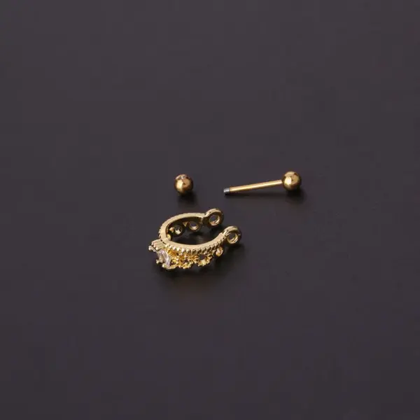 Ear Cartilage Rings & Studs Fashion Crown 316L Stainless Steel Copper Plating