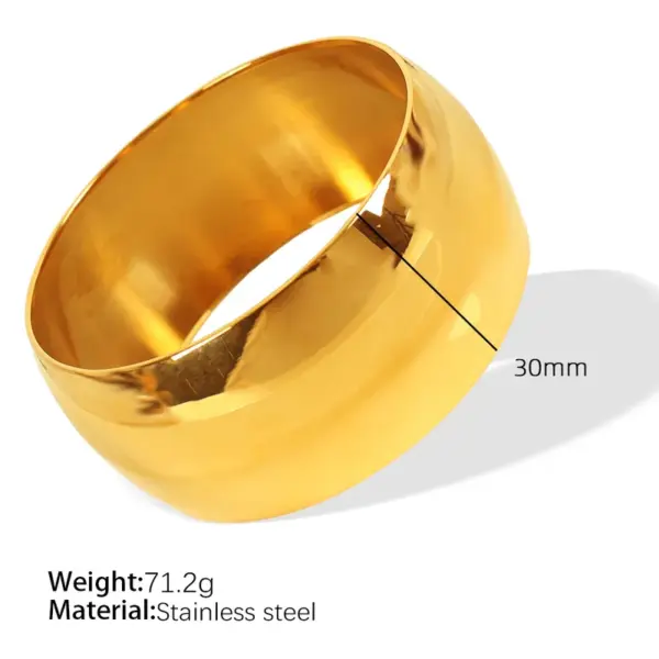 Ion Plating (IP) Real Gold Plated 18K Circle Round Customization Laser Engraving 304 Stainless Steel Exaggerated Simple Style Waterproof Non Tarnish Bangle