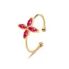 Wholesale PVD Coated 18K Gold Real Gold Plated Four Leaf Clover 304 Stainless Steel Cute Waterproof Non Tarnish Open Rings