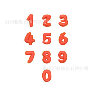 A set of bright orange numbers (hot melt glue)