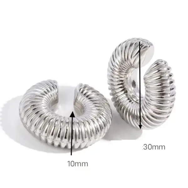 Wholesale C Shape Stripe Stainless Steel Classic Style Earrings