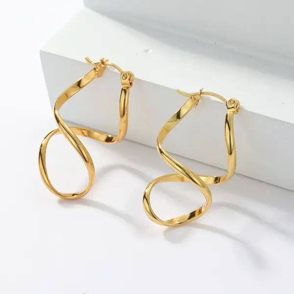 Wholesale 1 Pair Elegant Simple Style Irregular Geometric Plating 201 Stainless Steel 18K Gold Plated Earrings