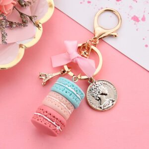 Macaron - Blue Orange Rose / keychain