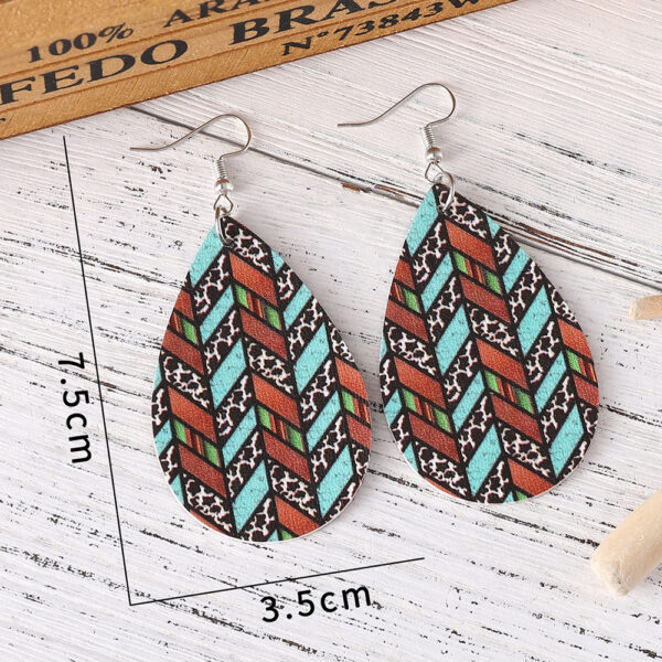 Wholesale Western style cow and leopard print teardrop double-sided earrings