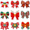 Wholesale Christmas bow-themed embroidered fabric patch with reindeer bow