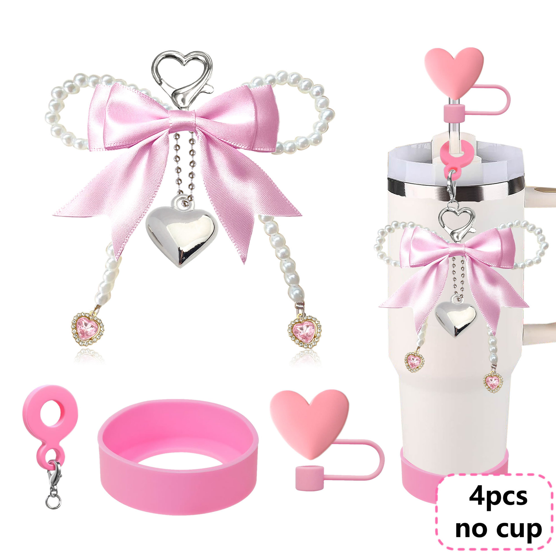 Wholesale South Korea Jewelry Ins Fashion Bow Pearl Mobile Phone Hanging Chain C Cole Love Straw Cap