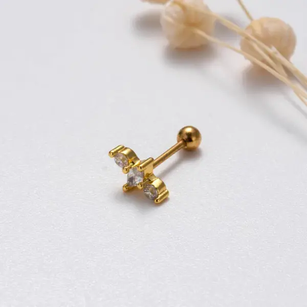 Wholesale 1 Piece Sweet Simple Style Pentagram Flower Butterfly Plating Inlay Copper Zircon Cartilage Earrings