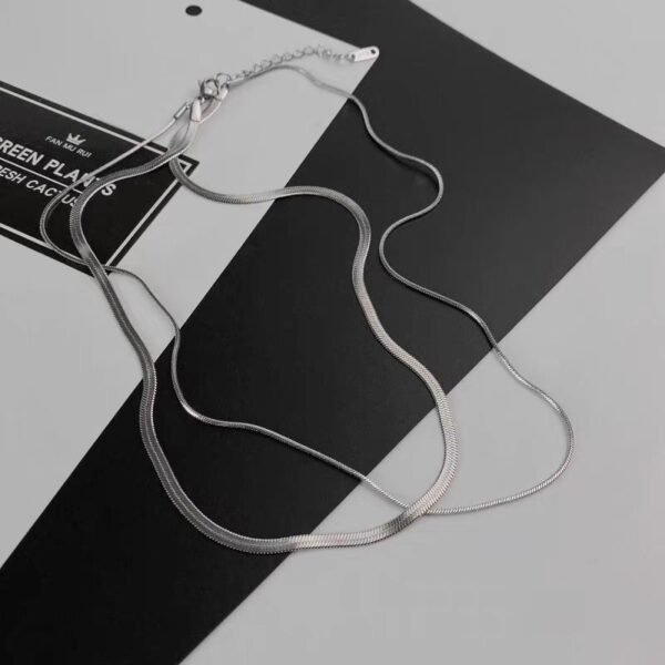 Wholesale Simple Double Layer Stacked Necklace for Women Ins Trendy Personalized Hip-Hop European and American Snake Bone Chain Elegant Internet Celebrity Short Clavicle Chain