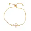 Fashion Simple Style Cross Copper Plating Inlay Zircon 18k Gold Plated Bracelets