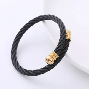Black Thread Gold Head / Wire Diameter: 6mm Bracelet Head: 9mm Inner Diameter: 55mm