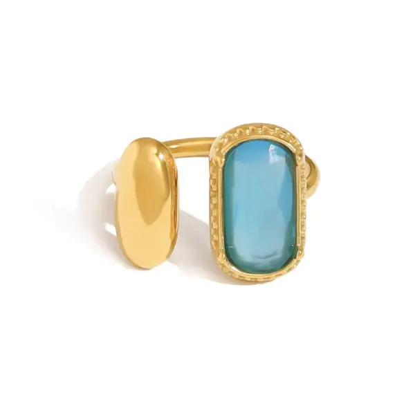 Wholesale PVD Coated 18K Gold Real Gold Plated Geometric Rectangle 304 Stainless Steel Elegant French Style IG Style Waterproof Non Tarnish Open Rings