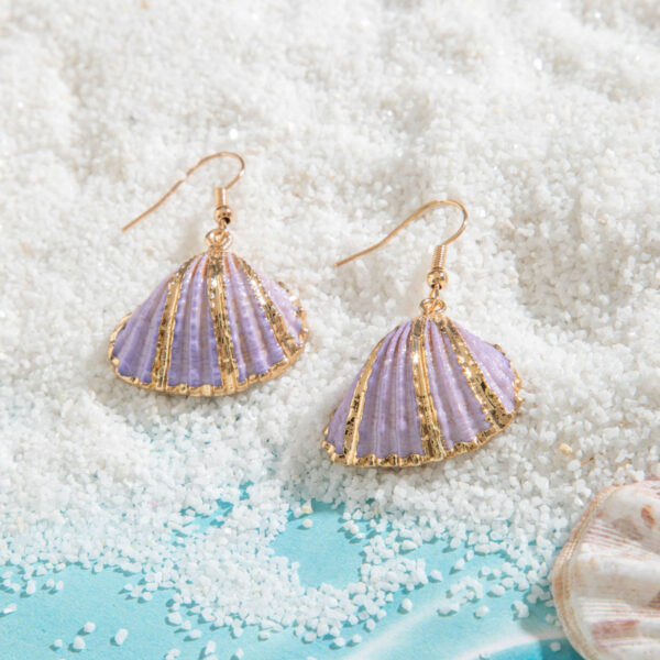 oly-a03cf3d5b194b2c72e36d8ce2b0b66f2 Wholesale European and American Cross-Border Summer Beach Style Natural Shell Earrings Bohemian Gold-Plated Shell Pendant Earrings