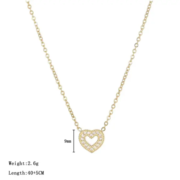 PVD Coated 18K Gold Platinum Real Gold Plated Heart Shape 304 Stainless Steel Waterproof Non Tarnish 304 Stainless Steel Pendant Necklace