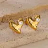 304 Stainless Steel Copper Geometric Heart Shape PVD Coated Real Gold Plated IG Style Sweet Waterproof Non Tarnish Plating Drop Earrings Earrings Ear Studs