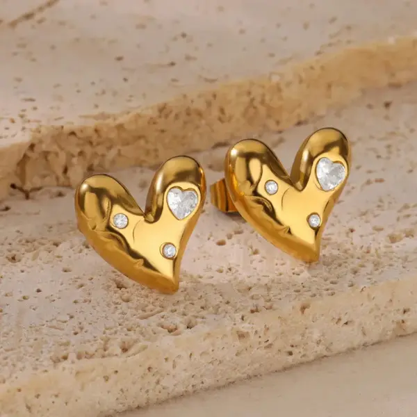 304 Stainless Steel Copper Geometric Heart Shape PVD Coated Real Gold Plated IG Style Sweet Waterproof Non Tarnish Plating Drop Earrings Earrings Ear Studs