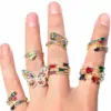 Wholesale Retro Butterfly Copper Open Ring Plating Zircon Copper Rings