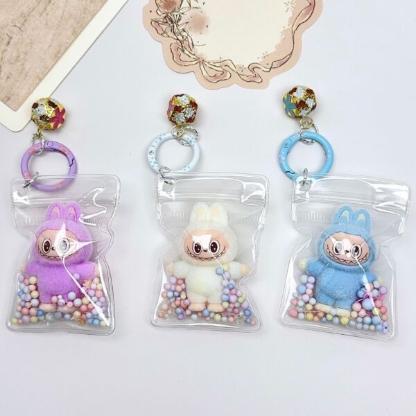 Wholesale Mini Labubu flocked fabric bag/backpack charm, cute keychain/gift charm.