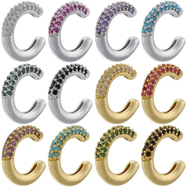 Wholesale 1 Pair Elegant Luxurious Shiny C Shape Plating Inlay Copper Zircon 18k Gold Plated Ear Cuffs