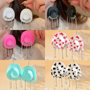 Wholesale European and American Exaggerated Accessible Luxury Style Street Style Unique Rhinestone Earrings Creative Hip-Hop Cowboy Hat Diamond Tassel Ear Hook Earrings