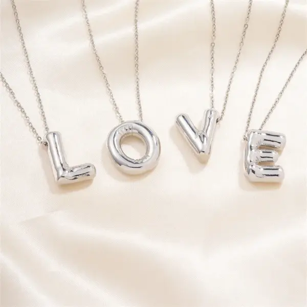 Wholesale 304 Stainless Steel Copper Rhodium Plated Hip-Hop Modern Style Classic Style Plating Letter Pendant Necklace