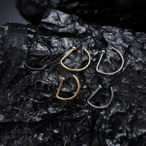 Wholesale Hot Sale G23 Titanium Piercing D-Shaped Fake Nose Ring Seamless Open Ring Nose Clip Nose Pin