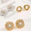 Vacuum Plating Real Gold Plated 18K Gold Flower 304 Stainless Steel Copper Cute Sweet Waterproof Non Tarnish Ear Studs