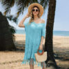 Wholesale 2024 Summer European and American New Cross-Border Women's Clothing Amazon Tassel Cut Out Knitwear Loose Large Size Beach Cover-Up