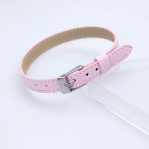 8mm Imitation Leather Wristband-Pink (Square Steel Buckle) / 8mm Imitation Leather Wristband