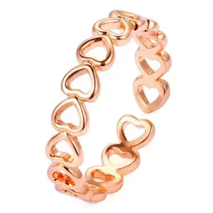 Wholesale New Fashion Ring Jewelrycreative Metal Copper Electroplating Ring Adjustable Ladies Hollow Love Ring