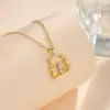 Wholesale Water Plating Vacuum Plating Real Gold Plated 18K Gold Cross Square Flower 304 Stainless Steel Titanium Steel Korean Style Waterproof Non Tarnish 201 Stainless Steel Pendant Necklace