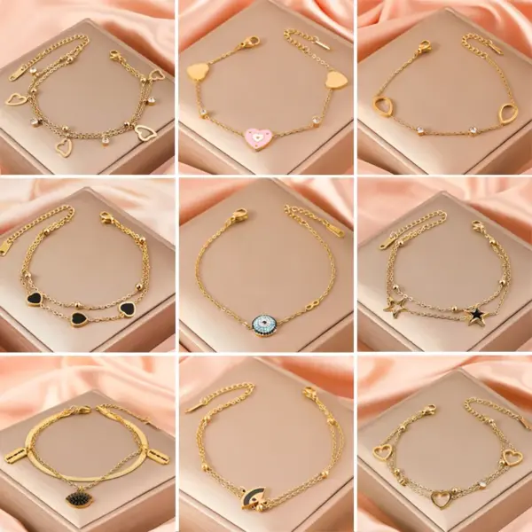 Elegant Modern Style Round Devil's Eye Star Titanium Steel Cable Chain Twisted Rope Chain Snake Chain Bracelets In Bulk