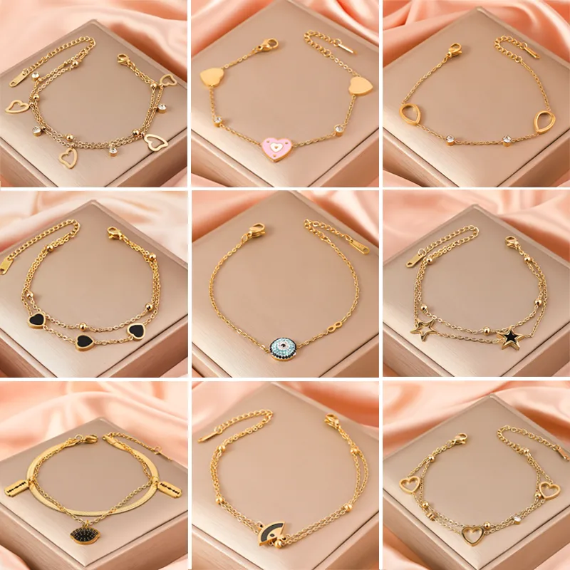Wholesale Elegant Modern Style Round Devil's Eye Star Titanium Steel Cable Chain Twisted Rope Chain Snake Chain Bracelets In Bulk