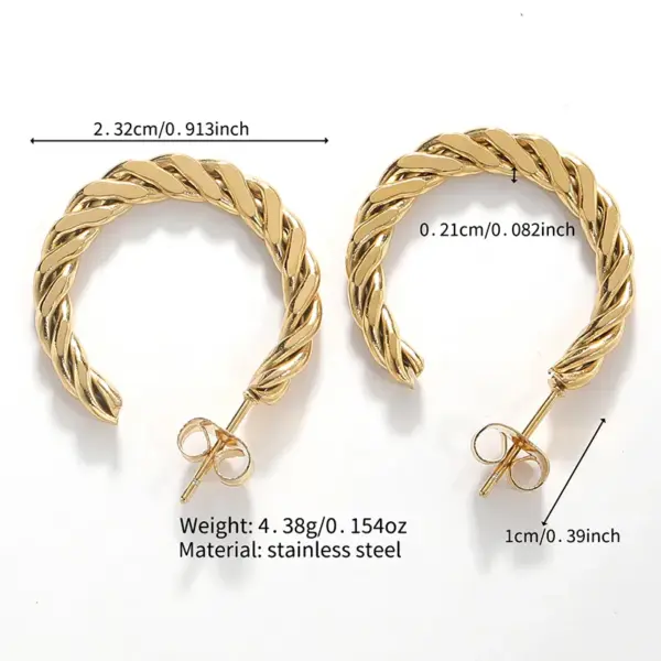 PVD Coated 18K Gold Plated Solid Color Stainless Steel Simple Style Classic Style Ear Studs