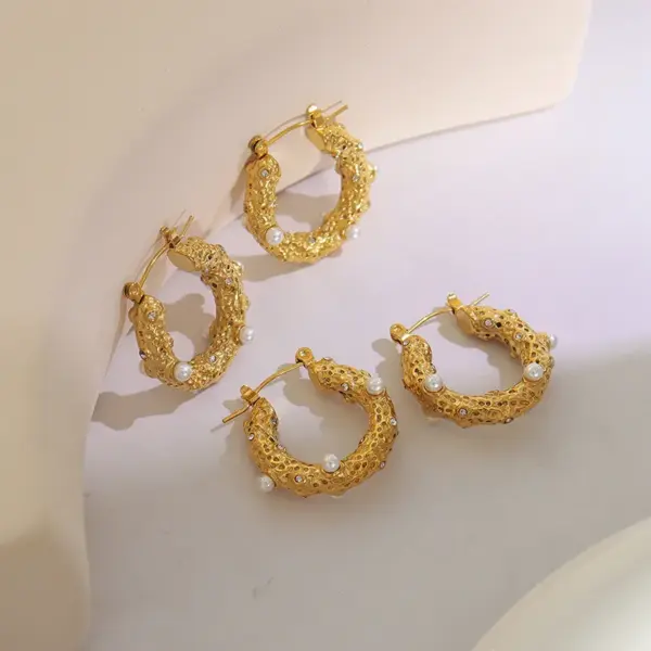 PVD Coated Real Gold Plated 18K Gold Geometric 304 Stainless Steel French Style Waterproof Non Tarnish Earrings