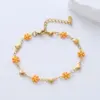 Wholesale 304 Stainless Steel Heart Shape Flower PVD Coated No Inlaid 18K Gold Plated Simple Style Waterproof Non Tarnish Epoxy Lobster Trigger Clasp Closure Colorful Gold Bracelets