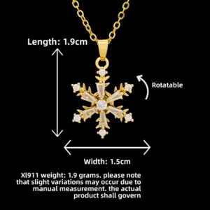 XL911 Rotating Snowflake Necklace / Gold